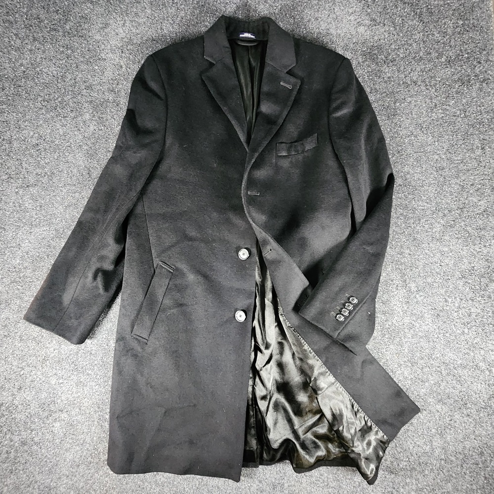 Stafford Overcoat Top Coat Winter Coat Men's 38S Black Wool blend Casual Preppy - Picture 3 of 11
